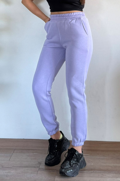 CİDDE Women's Winter 3 Thread Thick Fleece Lined High Waist Elasticated Leg Basic Jogger Sweatpants