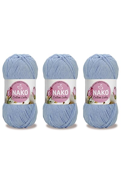 NAKO Cotton Lüks El Örgü İpliği 100 Gr 3 ADET Renk No:97565 MAVİ