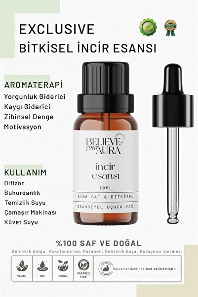 Believe Your Aura Bitkisel İncir Esansı - %100 Saf ve Bitkisel Buhurdanlık Di...