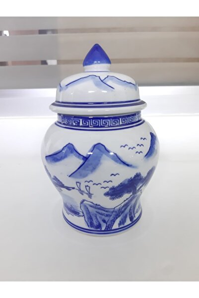 NAPA HOME COLLECTION Blue Blanc Kapaklı Küçük Küp 17x13x13 cm.