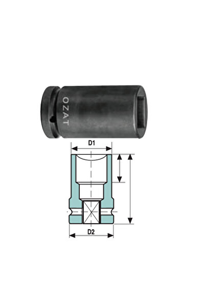 Özat Cap cheie tubulara de impact 3/4'' 4 laturi, scurt 7/8''