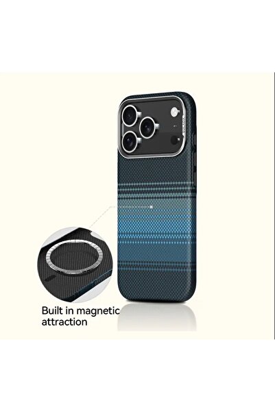 Yasee iPhone 17 Pro Max Uyumlu Kılif M-Safe Şarjlı Aramid Pitaka Tactile Wove...