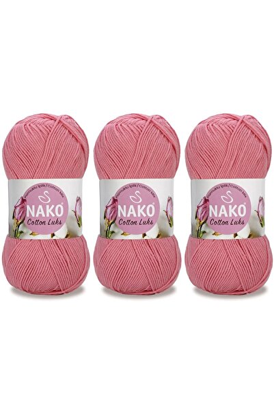 NAKO Cotton Lüks El Örgü İpliği 100 Gr 3 ADET Renk No: 97551 GÜL PEMBE