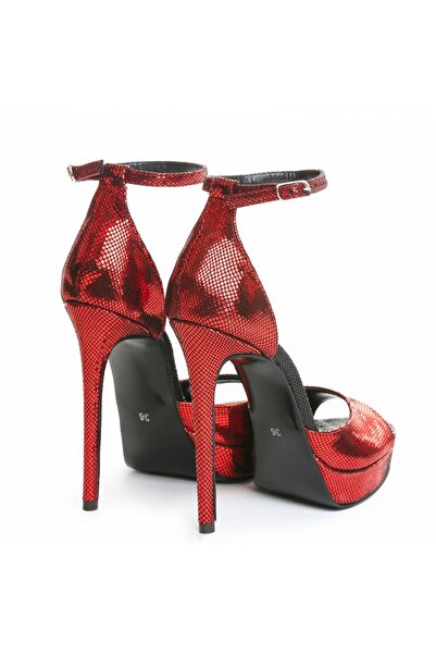 Vanilla Days Oslo Stiletto Heels, Red Reptile Print, Genuine Leather