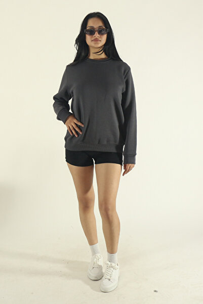 EydaMoon Women's Smoked Winter Sweatshirt with Fleece Lining and Cotton Puff Fabric Crew Neck Sweatshirt