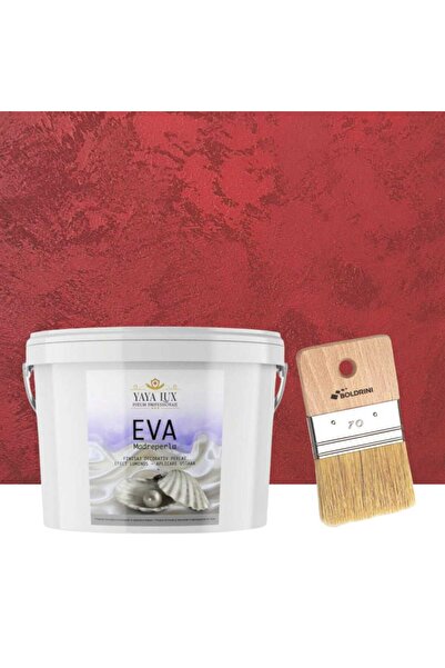 YaYa Color Luxury Decorative Paint Set, Eva Madreperla Cherry, with Glass Flakes, 2.5 Liters and 70 mm Brush