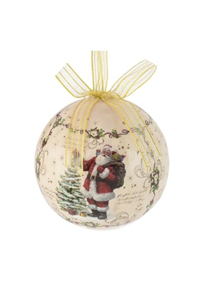 OEM Glob de Crăciun vintage cu Moș Crăciun și brad - 7,5 cm