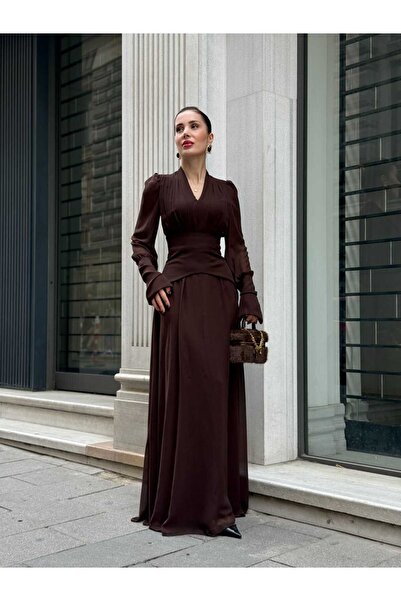 YK FASHION Tül Kuşak Detaylı Elbise