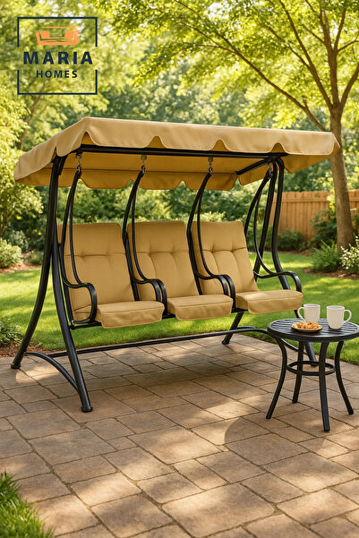 MARIA HOMES 3 Seater Outdoor Swing Chair with Canopy for Garden Patio Balcony...