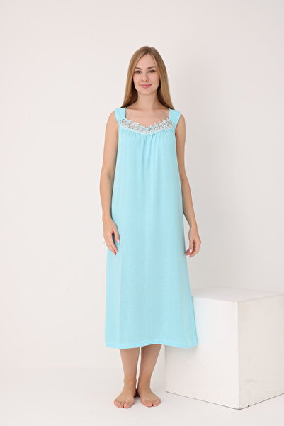 YASAR UNDERWEAR Women's Lace Wide Strap Solid Color Cotton Nightgown