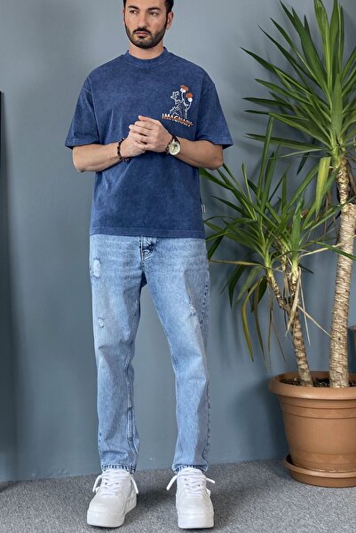 Alışveriş Sokağı Crew Neck Imaginary Washable Oversized Anthracite T-Shirt