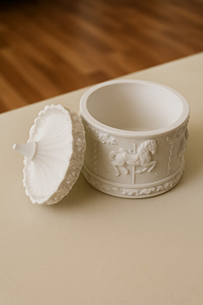 Phellos White Vintage Shiny Carousel Marble Look Decorative Box