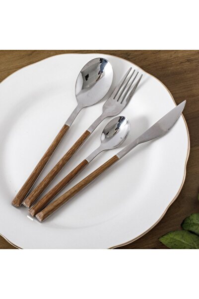 OEM Long stainless steel spoon, wood-effect, 2.2 mm