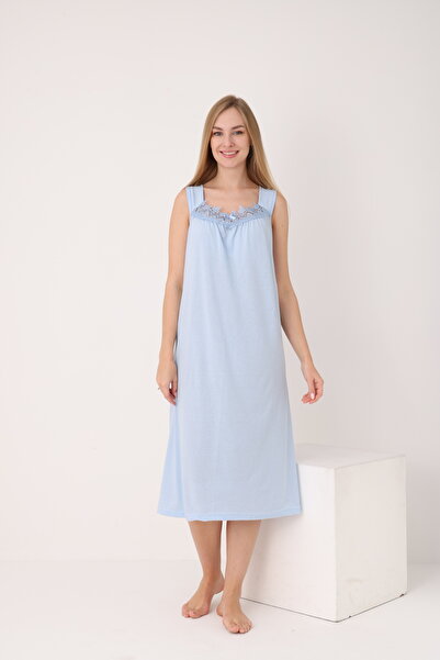 YASAR UNDERWEAR Women's Lace Wide Strap Solid Color Cotton Nightgown