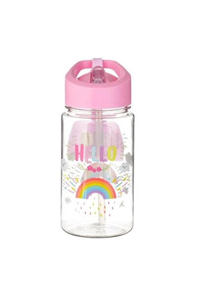 OEM Pop-Up Pink Rainbow Water Bottle with Rainbow Name Tag 440ml