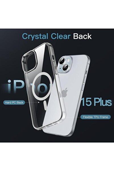 GREEN-Y Magnetic case for iPhone 15 Plus - Anti-scratch protective cover with MagSafe wireless charging support - Clear