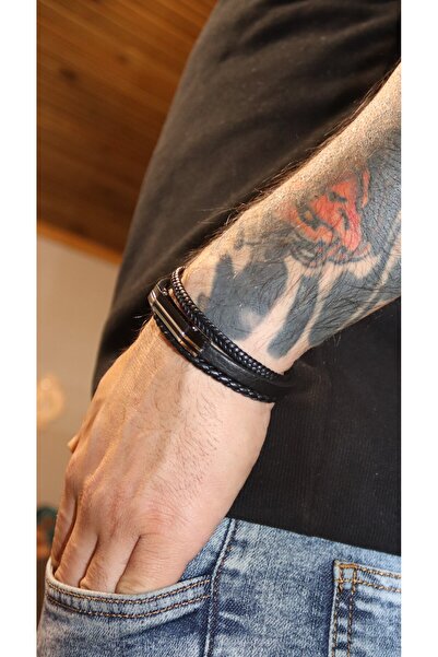 AGB Deri Modern Klasik Tarz Casual Ayarlanabilir Eklentili Bileklik (%100 Der...