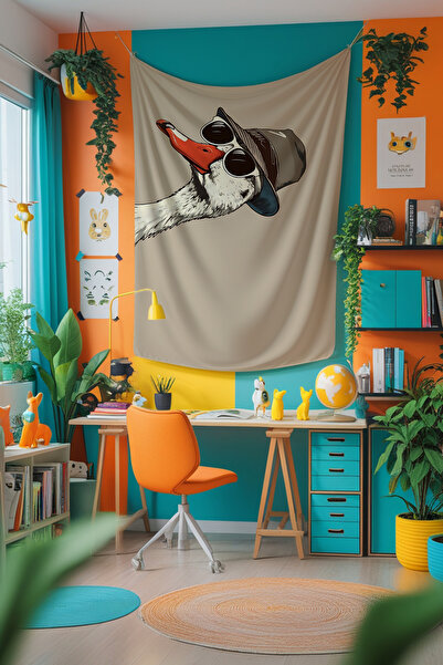 Etnik Dekor غطاء حائط منقوش بطباعة رقمية على شكل بطة مع نظارات