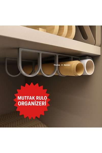 Three D Maker Mutfak Rulo Tutucusu Aluminum Folyo Yanmaz Kağıt Streç Düzenley...