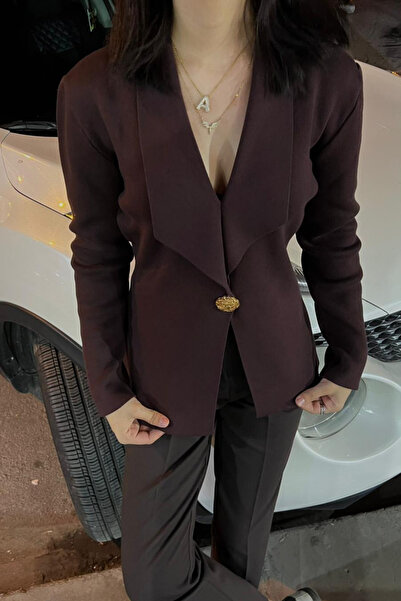 thesunfyre Women's Shawl Collar Single Button Knitwear Cardigan