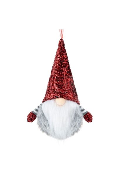OEM Ornament de Crăciun, gnom cu pălărie roșie și solzi strălucitori, 9 x 15 cm