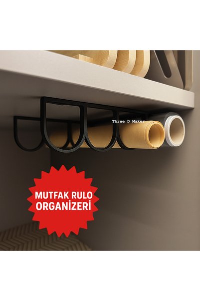 Three D Maker Mutfak Rulo Tutucusu Aluminum Folyo Yanmaz Kağıt Streç Düzenley...