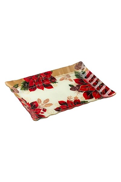 OEM Christmas decorative platter, glass, 36x26cm