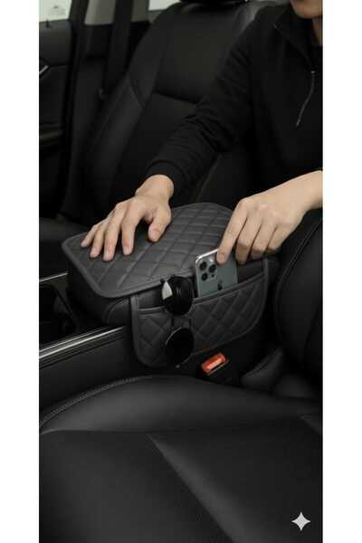 MYS FLEX Araç İçi FÜME Kolçak Kutusu Kol Dayama ve Eşya Düzenleyici Fonksiyonlu ANTRASİT Deri Kolçak Kılıfı