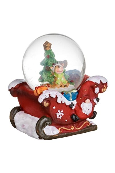 OEM Decorative Christmas Snow Globe with Tree and Dog on Red Sleigh Base, Gnome (6 cm)