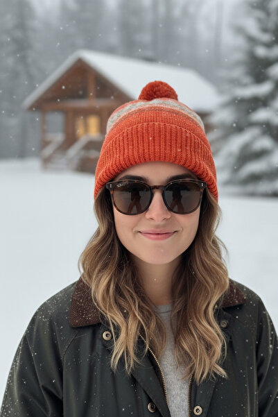 novon Premium Unisex Winter Themed Soft Textured Warm Design Beanie with Minimal Snowflake Figure