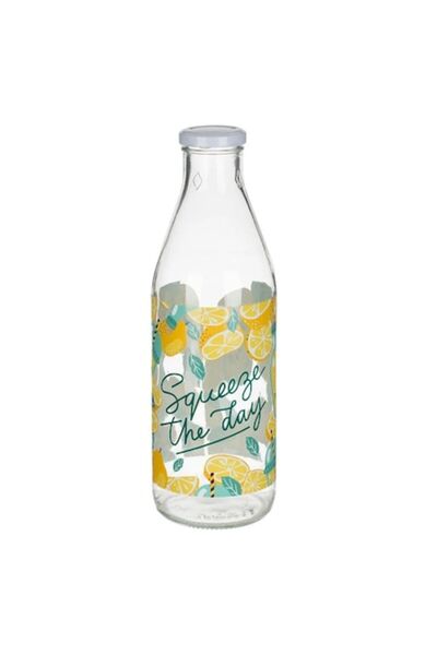 OEM Glass Water Bottle with Lemon Pattern 1L