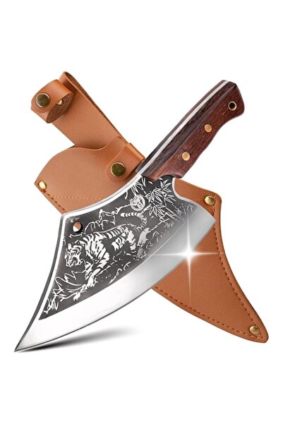 narvara Cleaver-style kitchen knife, Stainless Steel blade, Wooden non-slip ergonomic handle, Full tang, She