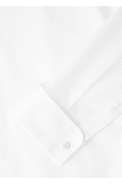 MANGO Man Kol düğmeli slim fit dimi kumaş gömlek