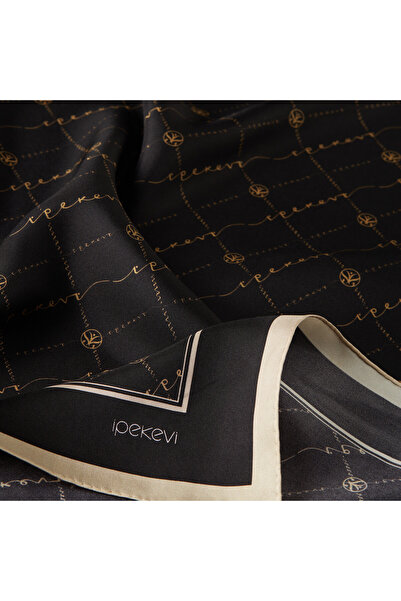 ipekevi Black-Gold Silk Scarf 1141