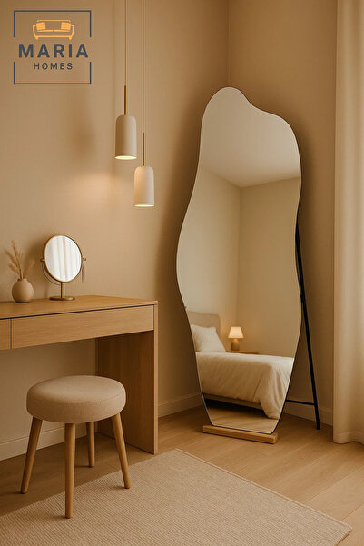 MARIA HOMES Irregular Full Length Mirror Modern Decorative Standing Floor Mirror for Bedroom Dressing