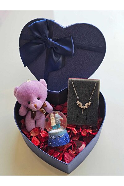 FİORELLA HEDİYE KALPLİ HEDİYE KUTUSU-ÇELİK KOLYE,IŞIKLI KAR KÜRESİ-YENİ YIL,SEVGİLİLER GÜNÜ,DOĞUM GÜNÜ