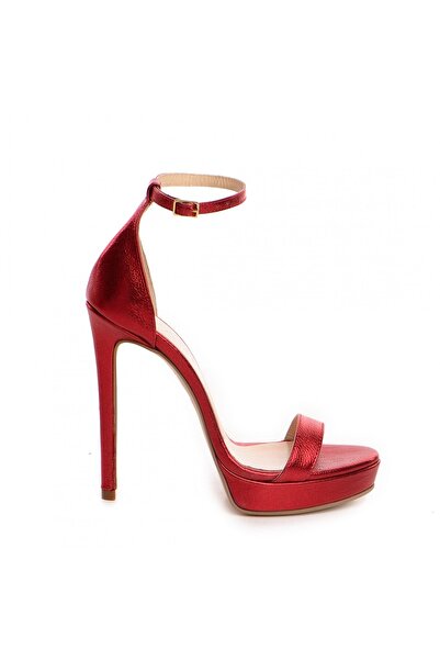 Vanilla Days Vienna Red Metallic Stiletto Sandals, Leather