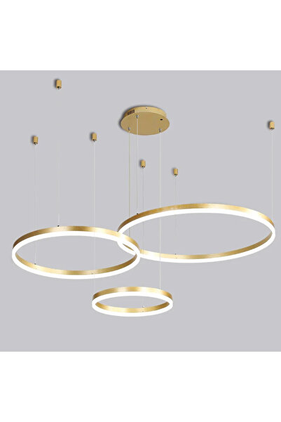 Monolux Ø80-60-40CM 3'LÜ LED AVİZE SARKIT ESKİTME GOLD (RAL1950) SARI IŞIK (3...