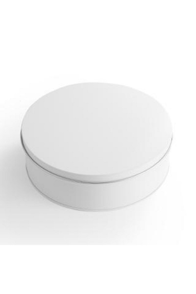 Neşeli Atölyem 21.5X4 cm Round White Metal Box, Round Metal Chocolate Box 1 Pcs