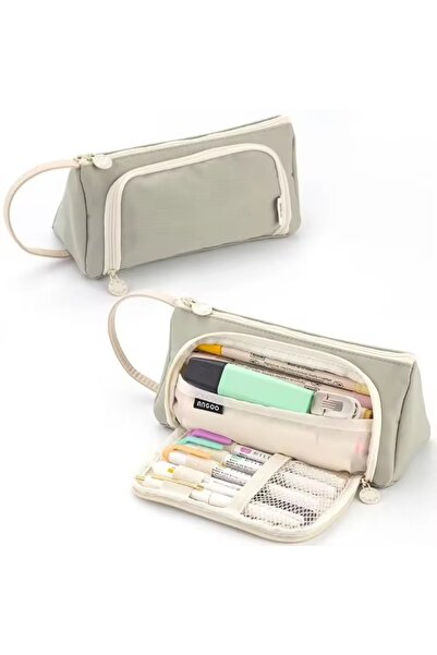 synshop Kawaii Travel Large Capacity Oxford Cloth Multi-Compartment Large Size Pen Holder Pencil Case Gift