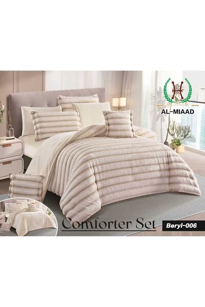 ZADO Elegant 8-piece winter double bed set with soft rabbit fur