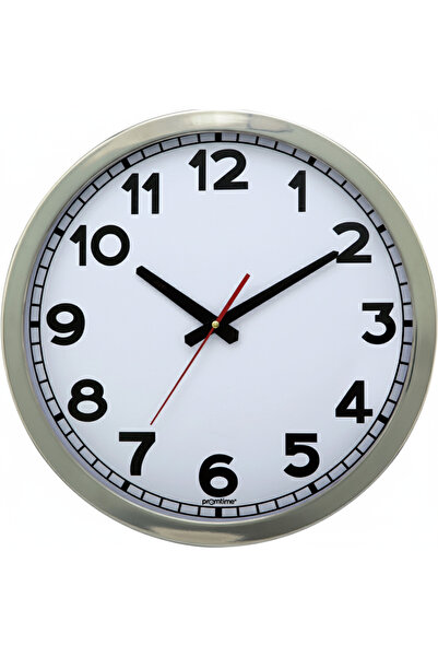 Promtime Paslanmaz Çelik Çerçeve Duvar Saati 28 Cm
