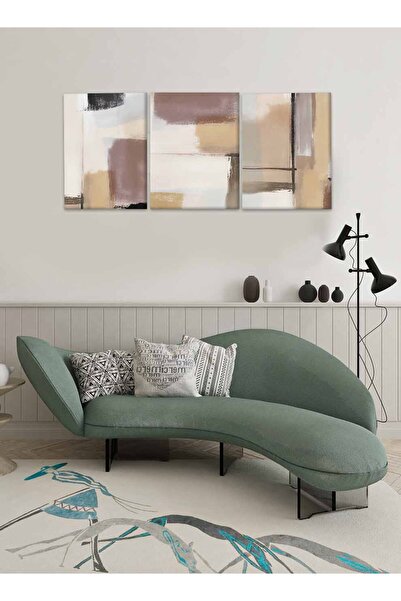 LOWHA Set of 3 Canvas Wall Art Stretched Over Wooden Frame with Abstract Design