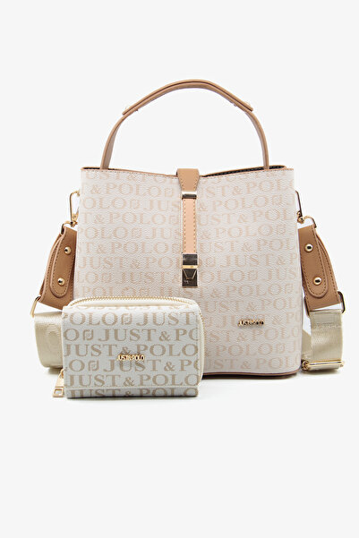 Paul Brand New Season Column Strap 4 Compartment Cream Tan Women's Shoulder Bag and Wallet Combination Try205502
