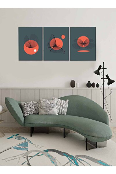 LOWHA Set of 3 Canvas Wall Art Stretched Over Wooden Frame with Butterfly and Sun Design