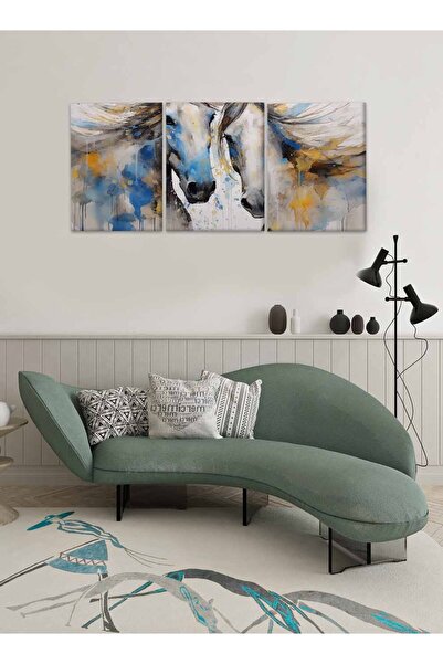 LOWHA مجموعة من 3 لوحات فنية جدارية من القماش مشدودة على إطار خشبي بتصميم تجر...