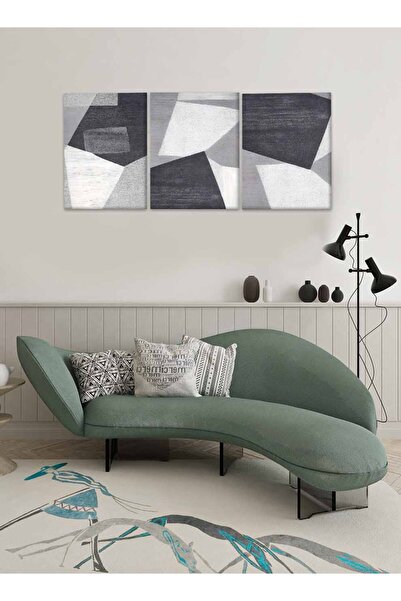LOWHA Set of 3 Canvas Wall Art Stretched Over Wooden Frame with Abstract Design