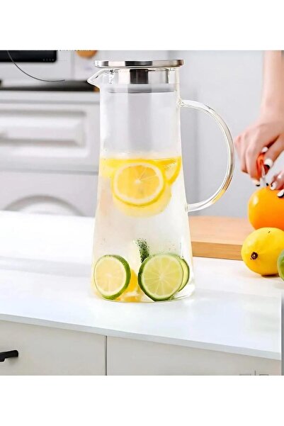 FORSEİ LUCA Isıya Dayanaklı Borosilikat Cam Sürahi 1.5 L Bitki Çayı Süzgeçli ...