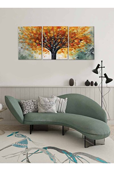 LOWHA مجموعة من 3 لوحات فنية جدارية من القماش مشدودة على إطار خشبي بتصميم شجر...