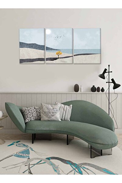 LOWHA مجموعة من 3 لوحات فنية جدارية من القماش مشدودة على إطار خشبي بتصميم تجر...